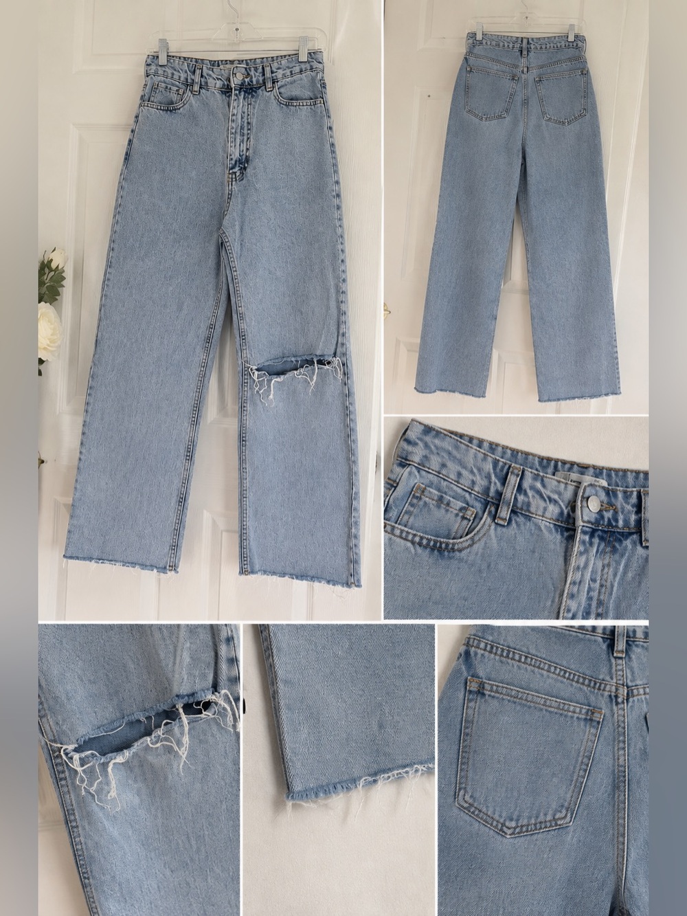 Classic High-Waist Light Blue Distressed Women’s Jeans